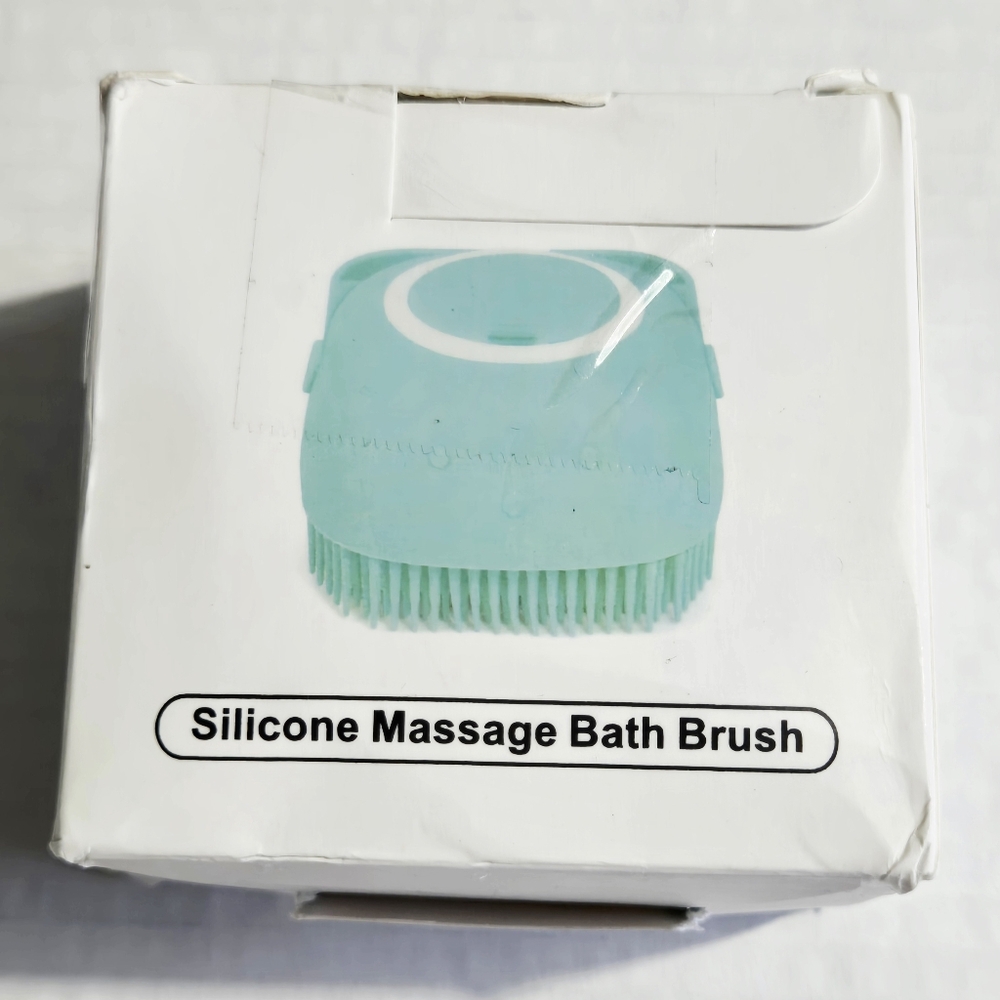 Soft‎ Silicone Massage Bath Brush Dog Cat Scrubber Dispenser Blue New